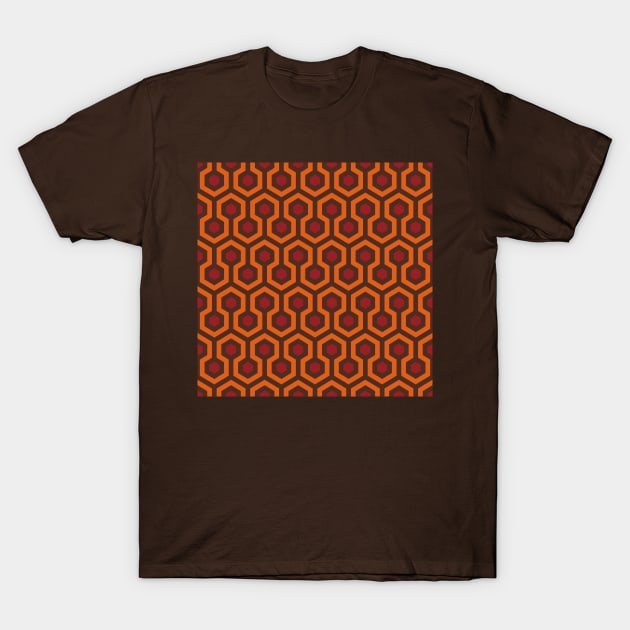 Geometric Pattern: Looped Hexagons: Orange/Red/Brown T-Shirt by Red Wolf